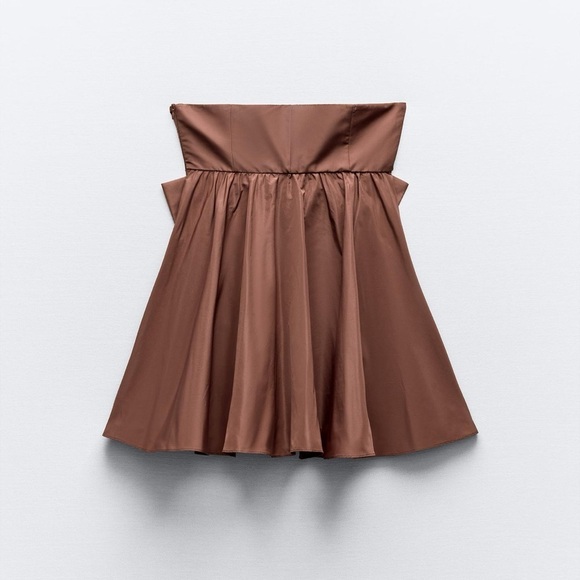 Zara Brown Strapless Dress - Picture 4 of 5